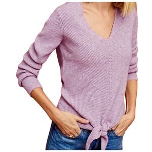 Moth by Anthropologie Women's V-Neck Tie-Front Sweater Purple Size S